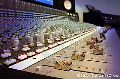 Recording Studio Mixing Console Stock Photo