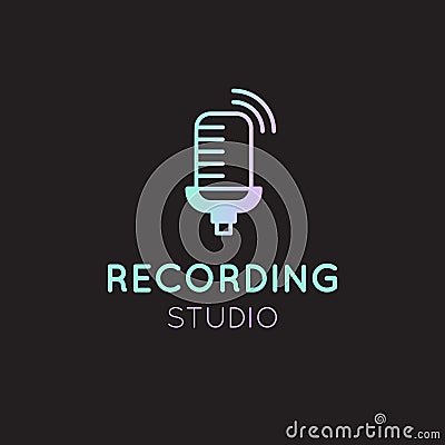 Recording Studio Neon Gradient Label Stock Photo