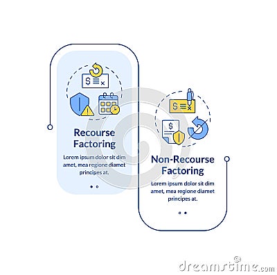 Recourse VS non-recourse factoring rectangle infographic vector Vector Illustration