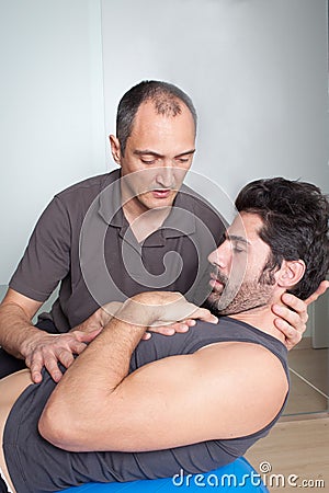 Recover with physical therapist Stock Photo