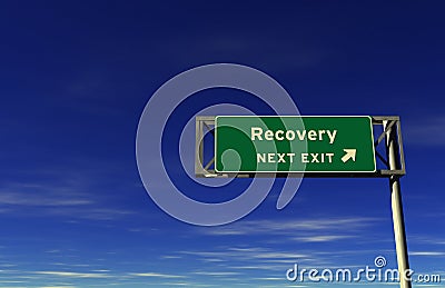 Recovery - Freeway Exit Sign Stock Photo