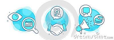 Recovery hdd, Calendar and Talk bubble icons set. Pie chart sign. Backup info, Business audit, Chat message. Vector Vector Illustration