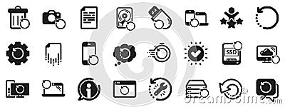 Recovery icons. Backup, Restore data and recover document. Vector Vector Illustration
