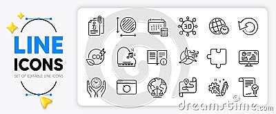 Recovery internet, Attached info and Recovery data line icons. For web app. Vector Vector Illustration