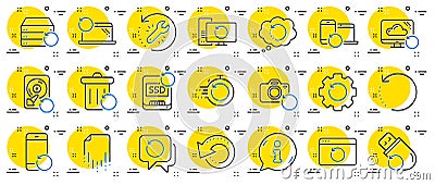 Recovery line icons. Backup, Restore data and recover document. Vector Vector Illustration