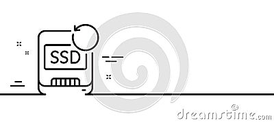 Recovery ssd line icon. Backup data sign. Restore information. Minimal line pattern banner. Vector Vector Illustration