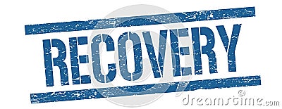 RECOVERY text on blue vintage lines stamp Stock Photo