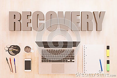 Recovery text concept Cartoon Illustration
