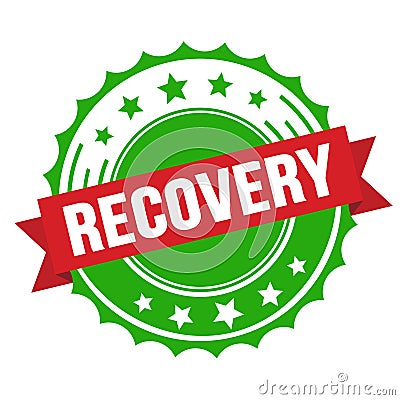 RECOVERY text on red green ribbon stamp Stock Photo