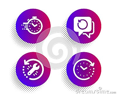 Recovery tool, Recovery data and Timer icons set. Time change sign. Backup info, Deadline management, Clock. Vector Vector Illustration