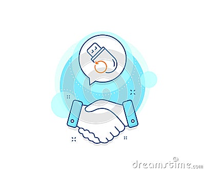 Recovery usb memory line icon. Backup data sign. Restore information. Vector Vector Illustration