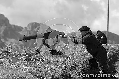 Recreation battle Elgeta 1937 Spanish civil war 11. Editorial Stock Photo