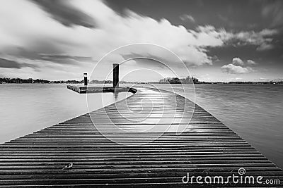 Recreation jetty for swimmers on a large lake Stock Photo