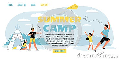 Recreation for kid at summer camp landing page Stock Photo