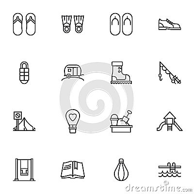 Recreation line icons set Vector Illustration