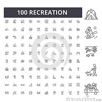 Recreation line icons, signs, vector set, outline illustration concept Vector Illustration