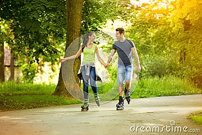 Recreation on rollerblades Stock Photo