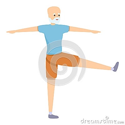 Recreation senior exercise icon, cartoon style Vector Illustration