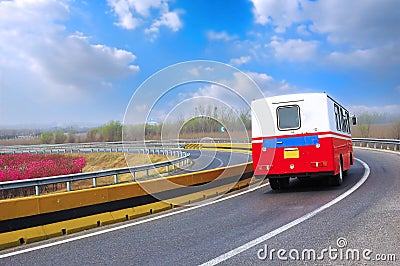 Recreation Vehicle on the highway Stock Photo