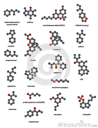 Recreational drugs: methamphetamine (crystal meth) Vector Illustration