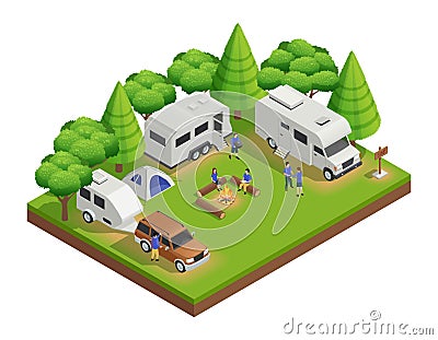 Recreational Vehicles Isometric Composition Vector Illustration