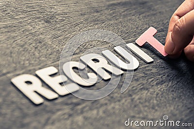 RECRUIT WORD Stock Photo