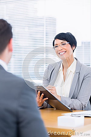 Recruiter checking the candidate during a job interview Stock Photo