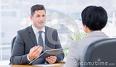 Recruiter checking the candidate during job interview Stock Photo