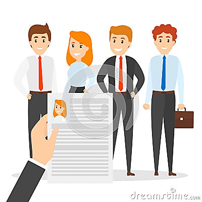 Recruiter concept. Choosing a candidate to hire Vector Illustration