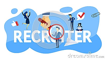 Recruiter concept. Choosing a candidate to hire Vector Illustration