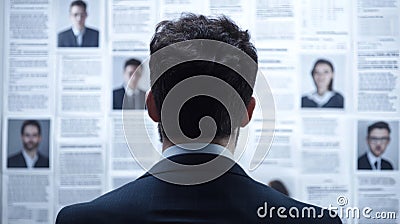 a recruiter examining multiple resumes, symbolizing the selection process Stock Photo