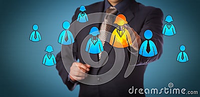 Recruiter Selecting Female Employee Icon Stock Photo