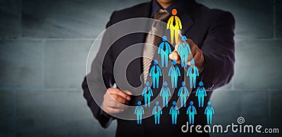 Recruiter Selecting Man Atop Corporate Hierarchy Stock Photo