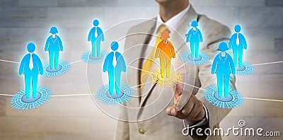 Recruiter Selects Female In Professional Network Stock Photo