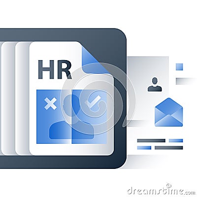 Recruitment agency, human resources, consider candidate, employment concept, resume clipboard, job applicant Vector Illustration