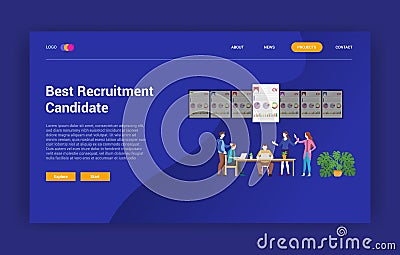 Recruitment choose best candidate employee for website design template page - vector illustration Stock Photo