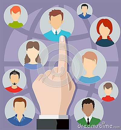 Recruitment concept. Hire interview or job interview. Human resources HR management recruitment employment vector Vector Illustration