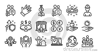 Recruitment, Friends chat and Meeting line icons set. Vector Vector Illustration