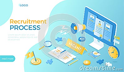 Recruitment Human Resource Management and Hiring concept. Choosing the best candidate, search for a new employee. Vector Illustration