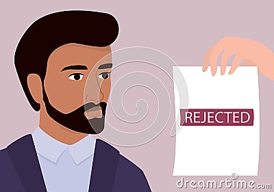 Recruitment nationalism and racism concept. HR specialist reject Vector Illustration
