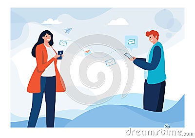 Recruitment. Refer a friend of business people. Hiring, Deal, Agreement. Flat cartoon character graphic design. Stock Photo