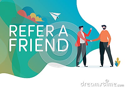 Recruitment. Refer a friend vector illustration. Handshake of business people. Deal,Agreement. Flat cartoon character graphic Cartoon Illustration