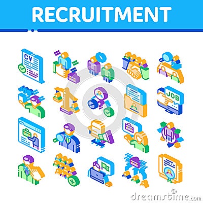 Recruitment And Research Employee Icons Set Vector Vector Illustration