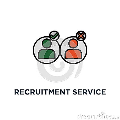 recruitment service icon. human resources, staff search, questionnaire check list, thin stroke concept symbol design, choose Vector Illustration