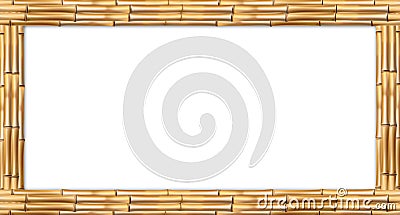 Rectangle brown bamboo stems wooden border frame Vector Illustration