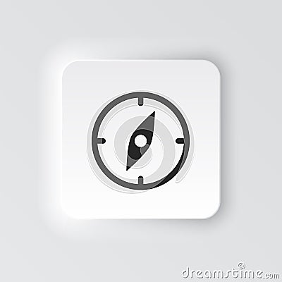 Rectangle button icon Compass. Button banner Rectangle badge interface for application illustration on neomorphic style Vector Illustration