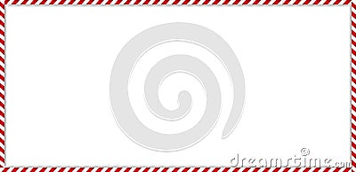 Rectangle candy cane frame with red and white striped lollipop pattern on white background. Vector Illustration
