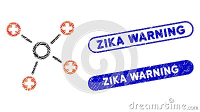 Rectangle Collage Health Care Links with Distress Zika Warning Seals Vector Illustration