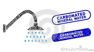 Rectangle Collage Shower with Textured Carbonated Mineral Water Seals Vector Illustration