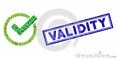 Rectangle Collage Validity with Distress Validity Stamp Vector Illustration